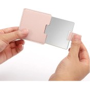 Resim Gaman Mini-Ince El Kozmatik Makyaj Aynası Taşınabilir Paslanmaz Çelik Ayna - Deri Kılıflı 
