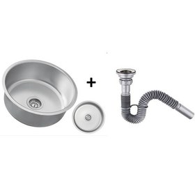 Resim Ege Lux Yuvarlak Dekorlu Çelik Eviye K-38 304 Kalite Paslanmaz 