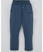 Resim Breeze Erkek Bebek Eşofman Altı Ayıcık Armalı Düğme Aksesuarlı 9 Ay-3 Yaş, İndigo İndigo 