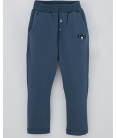 Resim Breeze Erkek Bebek Eşofman Altı Ayıcık Armalı Düğme Aksesuarlı 9 Ay-3 Yaş, İndigo İndigo 