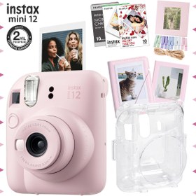 Resim Instax mini 12 Pembe Fotoğraf Makinesi-30'lu Film-Albüm-Mandal-Çerçeve ve Kılıf Mega Set 3 