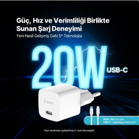 Resim Ttec Smartcharger Gan 20W PD Seyahat Hızlı Şarj Aleti + USB-C - Lightning 150 CM Kablo 