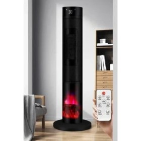 Resim Mabeyn Robo Şömineli Seramik Kule Tipi Dikey Isıtıcı, 2000W, Siyah, Kule, Iç Mekan, Elektrikli, Seramik Isıtma, Uzaktan Kumandalı 