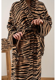 Resim Soley Tiger %100 Pamuk Kadife Kadın / Erkek Unisex Bornoz Renksiz 