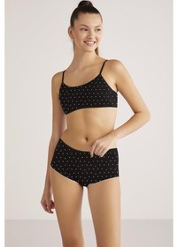 Resim Kom Polka Puantiyeli Kadın Şort Siyah 001 