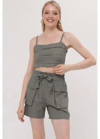 Resim Hgfashion İkli Crop Şort Takımı Yeşil Reng Yeşil 