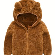 Resim Bebek Erkekler için Kapüşonlu Peluş Ceket 