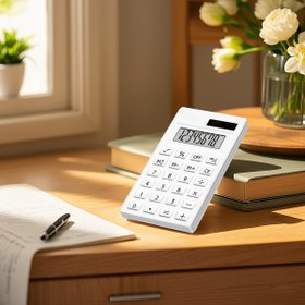 Resim Ofis, Çalışma ve Sınavlar için Mini Taşınabilir Hesap Makinesi - Sessiz, Düz Renk Sevimli Bilgisayar, Finansal Muhasebe Uzman, Kompakt Masaüstü Çift Kullanımlı Basit Gelişmiş Ofis Malzemeleri 10 Durum İçin Uygun 