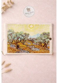 Resim Kitap Kılıfı Ve Metal Kitap Ayracı Seti Van Gogh Zeytin Ağaçları 