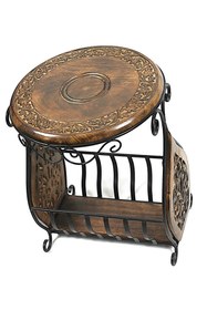 Resim Otantik Çarşı Eskitme Ahşap Ferforje Sehpa Gazetelik 36x38x50 cm. 