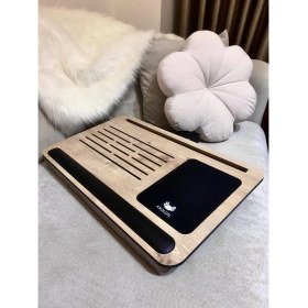 Resim Axolotl Telefon ve Tablet Bölmeli Minderli Laptop Sehpası, Notebook Masası supply01 Meşe 