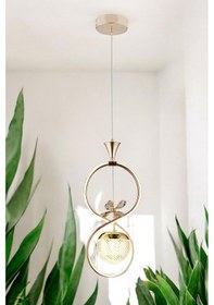 Resim Ey-El Tasarım Sonsuzluk Tekli Ledli Gold 3 Renk Sarkıt Avize Gold 