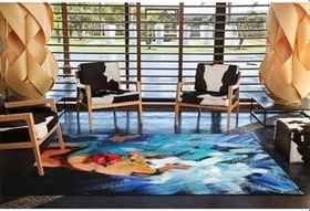 Resim rugs modern Mavi Saçlı Kız Çocuğu Desenli Dekoratif ve Dokuma Taban Yıkanabilir Halı miravip8842, 140 x 200 