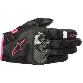 Resim Alpinestars Stella Smx-1 Air V2 Korumalı Kadın Motosiklet Eldiveni Siyah Fuşya 