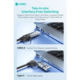 Resim Coteci Canlı Yayın Video Yakalama Kartı 4K 60Hz USB 3.0 / Type-C Ikili Arayüz 1080P 60Hz Video Capture Card K Capture-01 