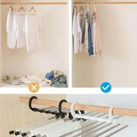 Resim Home 2 Katlı Katlanabilir 5'li Pantolon Askısı,pantolon,kravat,etek Için Organizer Askı (Siyah) 