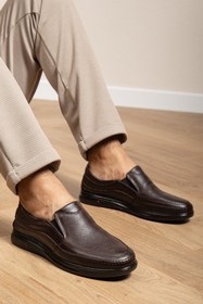 Resim maximoda Hakiki Deri, Anatomik ve Ortopedik, İç Dış Deri, Extra Yumuşak, Bağcıksız Baba Ayakkabı 