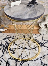 Resim Zafir Gold Kaplama Pota Sehpa - Sehpa - Ahşap Sehpa - Metal Sehpa - Sunta Sehpa - Tek Sehpa - Zigon Sehpa Altın 