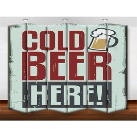 Resim DEKOBUL Cold Beer 6 Kanat Tekerlekli Kanvas Paravan 