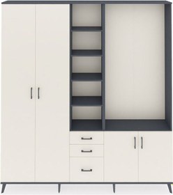 Resim Arges Dolap 13 Raflı 3 Çekmeceli 4 Kapaklı 220x30x243 Antrasit-aytaşı/aytaşı Aytası/aytası 