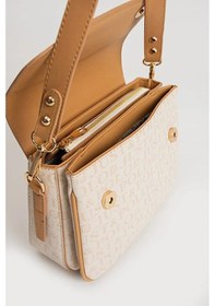 Resim Just Polo Kadın Baskılı Ayarlanabilir Askılı Shopper Lüks El & Omuz Çantası Shoulder Bag Krem - Camel 