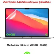 Resim CEPCASE Macbook 13.6' Air 2022 M2 A2681 Ekran Koruyucu 2 Adet Ultra Ince Kırılmaz Cam Tam Uyum 