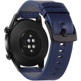 Resim Mufunye 22mm Evrensel Kayış İlk Katman Dana Derisi İğne Deseni Siyah Toka Mavi 