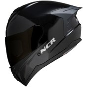 Resim Ncr Rapid Siyah Vizörlü Ece Belgeli Kapalı Motosiklet Kaskı Parlak Siyah 
