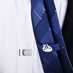 Resim 1 adet Erkek Manyetik Kravat Klipsi - Şık Paslanmaz Çelik, Görünmez Sabit Klips ile Güçlü Manyetik, Moda İş Giyim Aksesuarı, Gümüş 