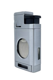 Resim Parmida 3 Pürmüz Alevli Metal Puro Çakmağı - Entegre Giyotin Kesicili ve Gaz Göstergeli - Gri 