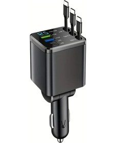Resim Sunshine011 Siyah Type C 7li 1 Arada Araç Şarj Cihazı Çift Port Usb Pd Hızlı Şarj Voltaj Göstergeli Araba Aksesuarı 