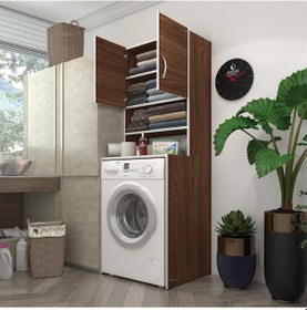Resim Kenzlife Çamaşır Makinesi Dolabı Hayzum Cvz 180*066*55 Banyo Kiler Çift Kapaklı Arkalıklı Çok Renkli 