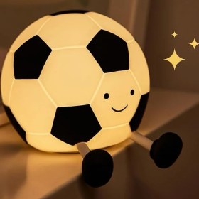 Resim Azurtech Çocuk Masa Lambası, Beyaz-Siyah, 200 Lm, Led'li Meridyendukkan Futbol Topu Modelli 