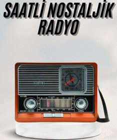 Resim teknodayım Vintage Nostaljik Radyo AUX USB SD Kart Girişli Şarjlı Bluetooth Bağlantılı 