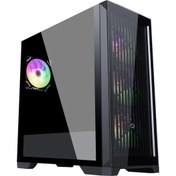 Resim FC-9455G Vetro 850W 80+ Bronze 4x120MM RGB Fan Temperli Cam USB 3.0 ATX Mid-Tower Gaming Kasa Frisby