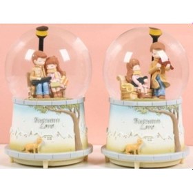 Resim Sonbahar Sevgili Kar Küresi Orta Boy Dekoratif Hediyelik 