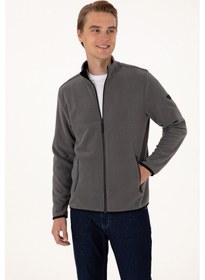 Resim U.S. Polo Assn. Erkek Regular Fit Gri Polar Örme Hırka 50313779-VR024 