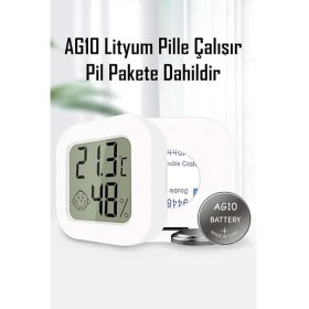 Resim Mini Sıcaklık Nem Ölçer LCD Ekranlı Oda Termometre Duvara Takılabilen Masaüstü Isı Göstergesi 