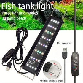 Resim Ayarlanabilir Uzunlukta LED Akvaryum Balık Tankı Işığı, USB Güçlü, Şeffaf Parlaklıklar ve Çok Renkli Aydınlatma Modlarıyla (Mavi, Beyaz, Kırmızı, Yeşil, Mor, Turuncu, Sarı, Pembe, Kahverengi, Gri, Siyah) - Enerji Verimli LED Aquarium Lambası Ürün Adaptörü ile Birlikte Geliyor, Tatlı Su/Tuzlu Suda Bulunan Hemen Her Boyutta Nano'dan Devasa Ölçeklerdeki Acquariums için uygundur. Kolay Kurulum Dahili Adaptöre Sahipdir 