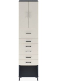 Resim Hyperion Dolap 2 Raflı 6 Çekmeceli 2 Kapaklı 60x44x243 Antrasit-aytaşı Antrasit 