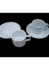 Resim Güral Porselen Otel 12 Kişilik Köşeli Çay Fincan Takımı Ko02Ct 