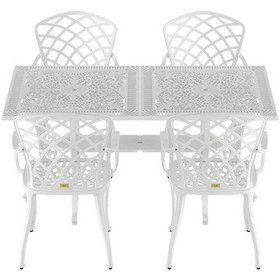 Resim İstanbul Dikdörtgen Masa 4 Lü Hitit Sandalye Beyaz 