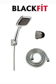 Resim BlackFit Siyah Kare Banyo Duş Seti Hortum Mafsal Ve Başlık Set Duş Başlığı 
