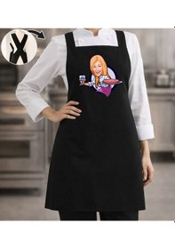 Resim Bk Gift Kişiye Özel Karikatürlü Çapraz Askılı Siyah Mutfak Önlüğü - 1, Aşçı Önlüğü, Şef Önlüğü, Anneye Hediye Kobitmeyencom35911 Bk Gift Renkli 