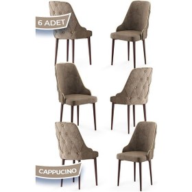 Resim Canisa Concept Krax Serisi, 1.sınıf Babyface Kumaş Mutfak Sandalyesi, Kahve Metal Ayak, 6 Adet Sandalye Sandalye Cappucino Ayaklar Kahve 