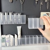 Resim 1 adet Küçük Eşyalar, Ruj, Kaş Kalemi, Tırnak Makası ve Takı için Duvara Monte Çok Bölümlü Depolama Kutusu - Delme Gerektirmez, Hafif Plastik Tasarım, Banyo veya Makyaj Masası Depolama, Banyo Depolama ve Depolama için İdeal 