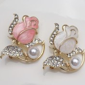 Resim Kadın Elbise Aksesuarı için Yeni Beyaz ve Pembe Gül Yağı Damla Broş 