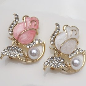 Resim Kadın Elbise Aksesuarı için Yeni Beyaz ve Pembe Gül Yağı Damla Broş 