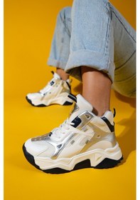 Resim Luvi Shoes Lowel Beyaz Laci Fermuarlı Ve Bağcıklı Kadın Spor Bot Beyaz - Lacivert 