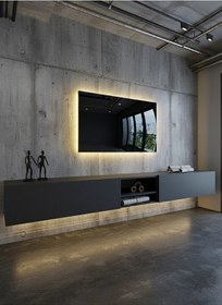 Resim Resital Ledli Duvara Monte Tv Sehpası - Antrasit - W6009-4 Antrasit 